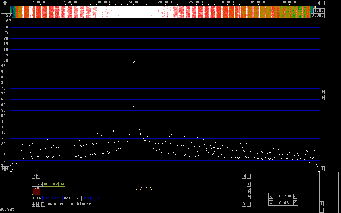 Merged image of whistle in SSB and continuous CW spectrum received with Perseus with WSE converters 144-70-10,7 MHz